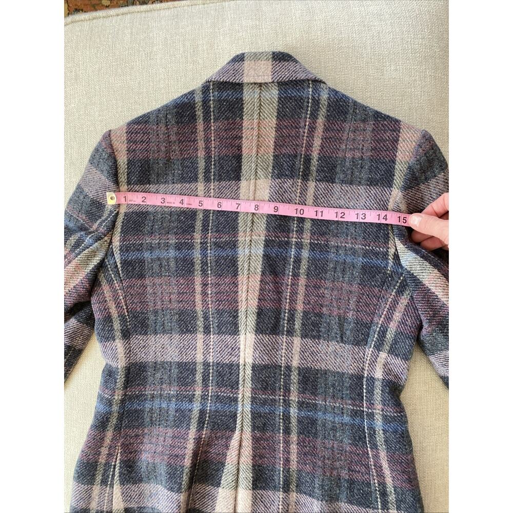 Vintage S/M Evan Picone Wool Blend Plaid Blazer Womens Coat Jacket Elbow Patches - Picture 16 of 16